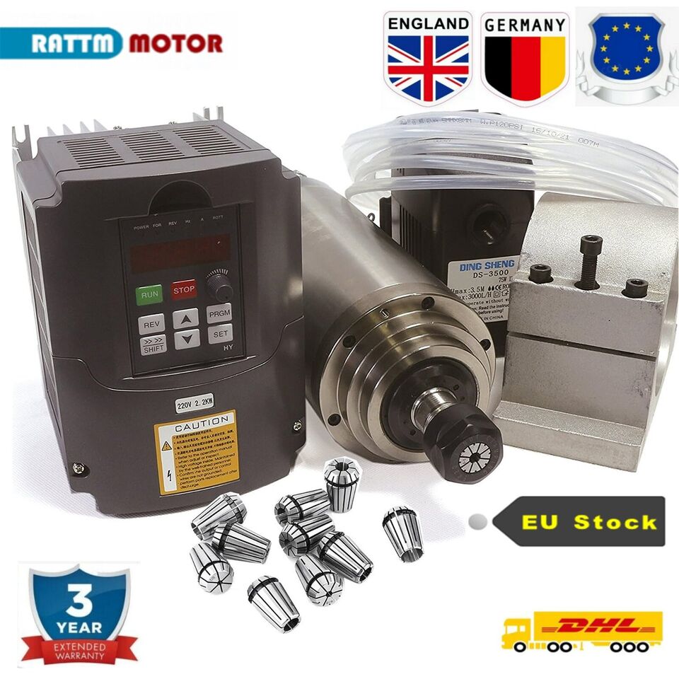 2.2Kw Water Cooled Spindle Kit Vfd - Kit De Motor Do Eixo De
