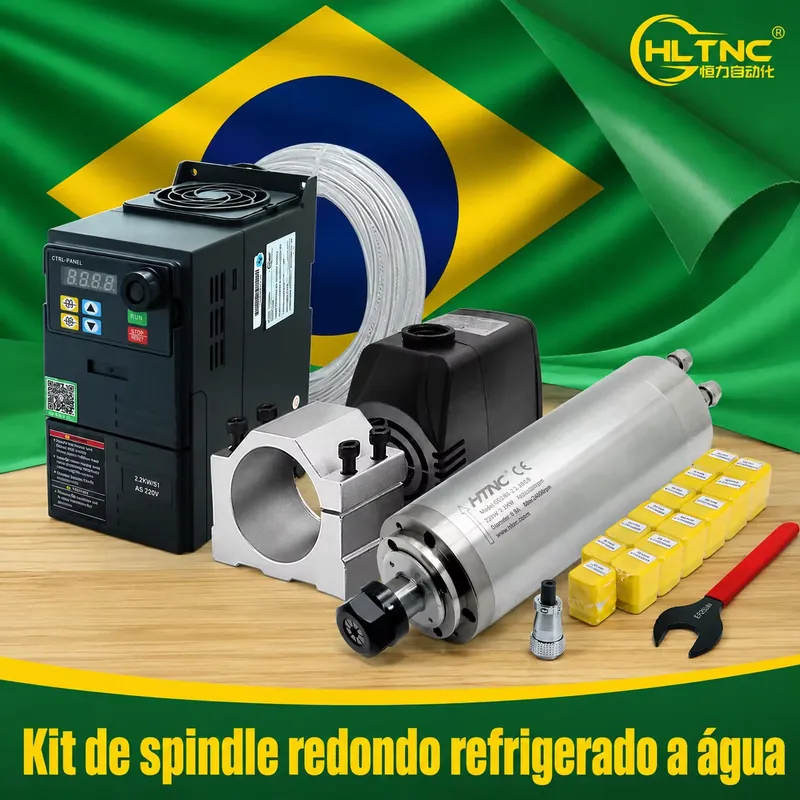 2.2Kw Water Cooled Spindle Kit Vfd - Eixo Fresador Refrigerado a Água 2.2kw