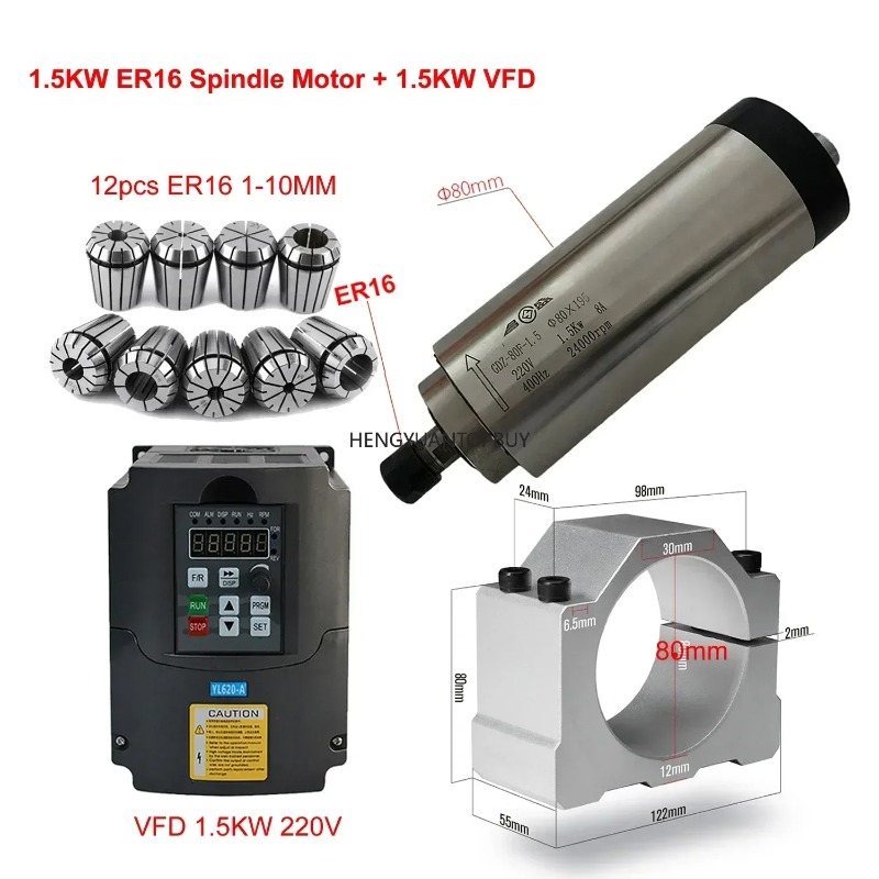 Er20 Collet Chuck Spindle Motor 220V - Kit de Motor Spindle Refrigerado a