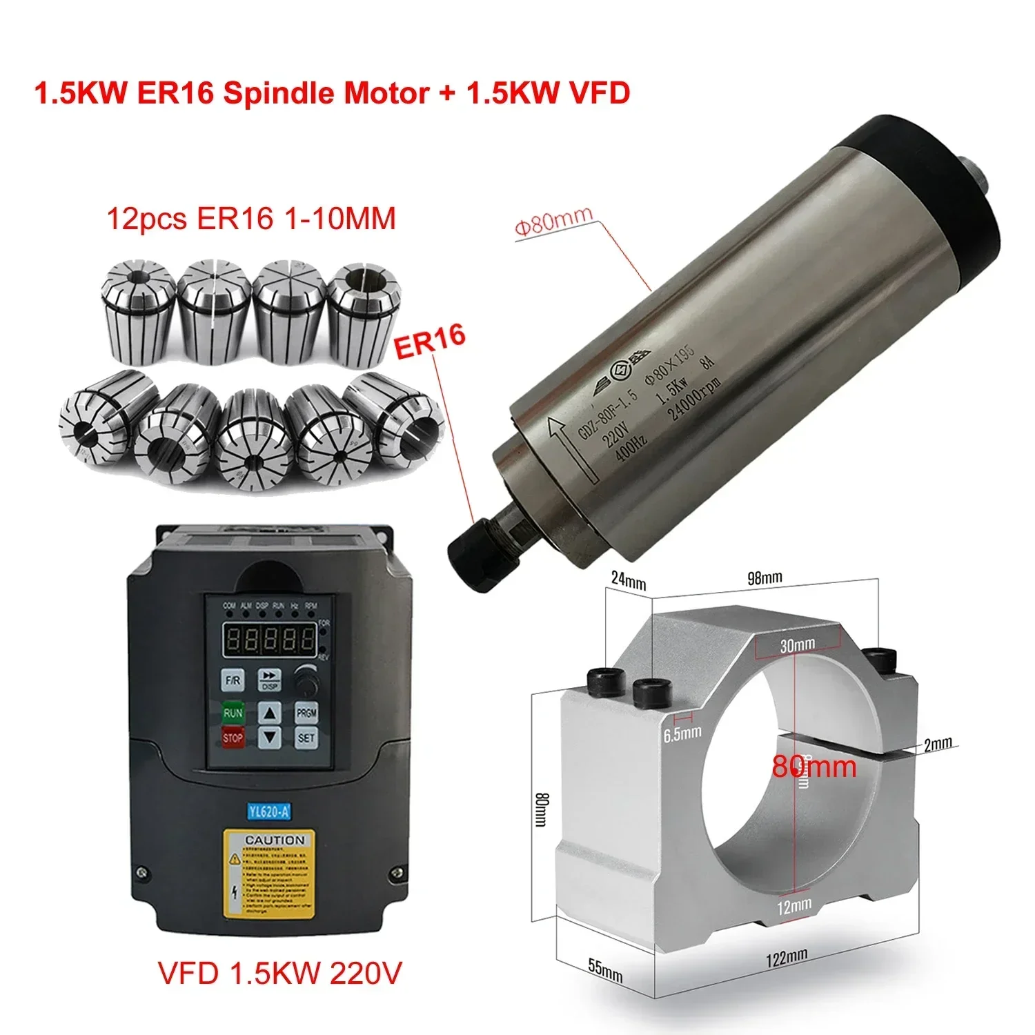 Kit de Motor Spindle CNC Refri - Er20 Collet Chuck Spindle Motor 220V avaliação e preço
