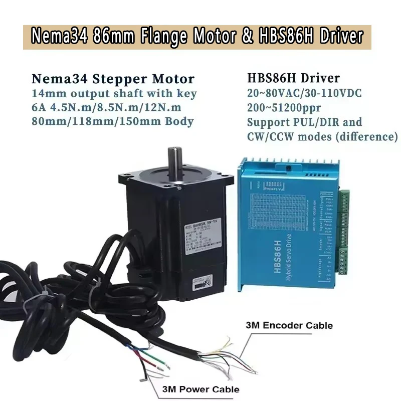 Nema34 86mm kit de motor de pa - Hybrid Servo Driver Nema 34 8.5Nm avaliação e preço
