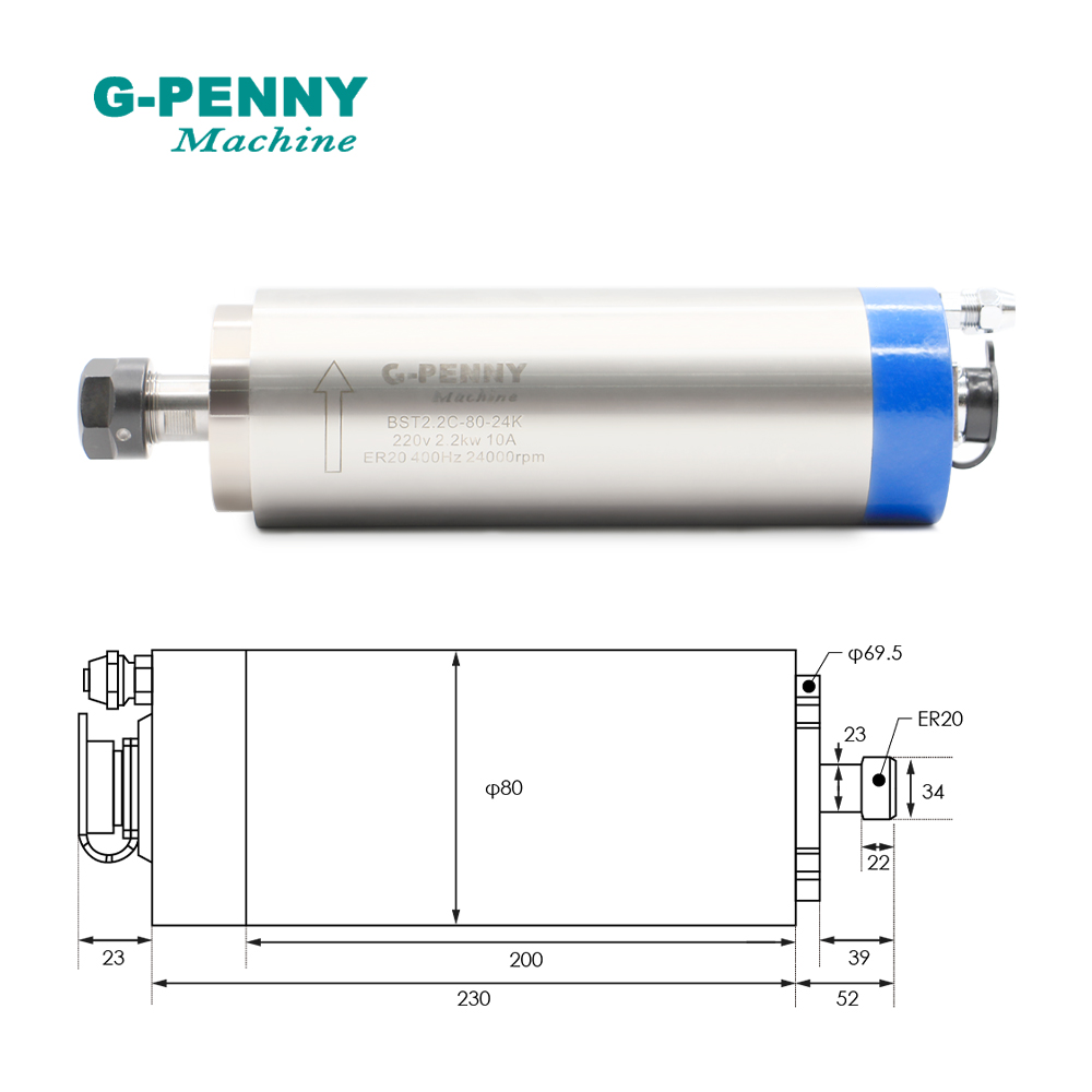 Kit de Spindle Refrigerado a Á - 2.2Kw Water Cooled Spindle Kit Vfd avaliação e preço