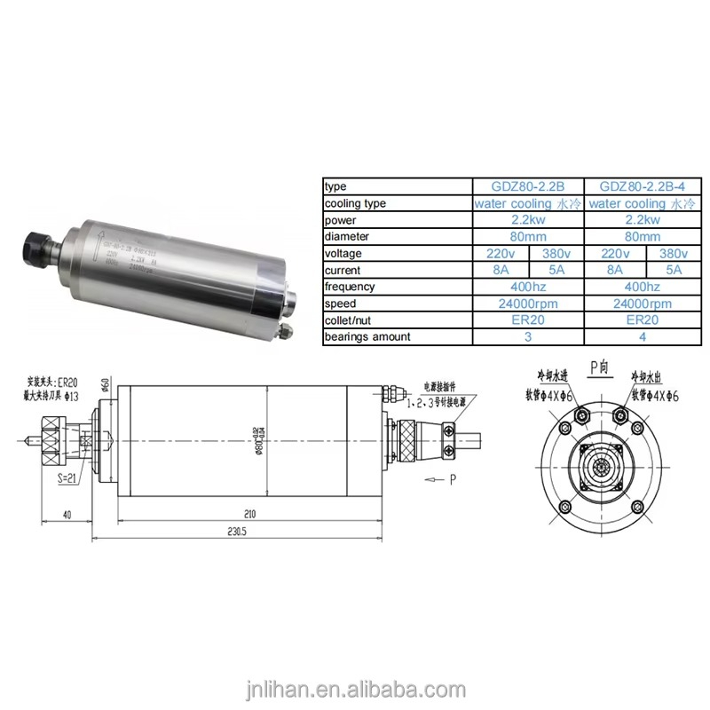 2.2kw 220v refrigerado a água  - 2.2Kw Water Cooled Spindle Kit Vfd avaliação e preço