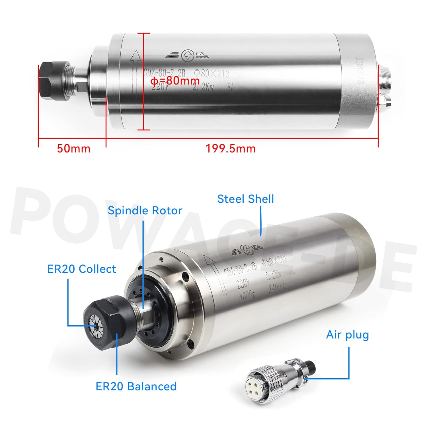 2.2kw 110v ou 220v 8a GDZ-80-2 - 2.2Kw Water Cooled Spindle Kit Vfd avaliação e preço